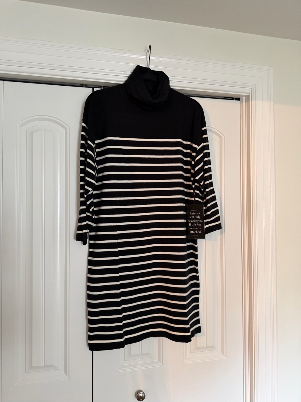 Pomander Place Black & White Striped Turtleneck Mini